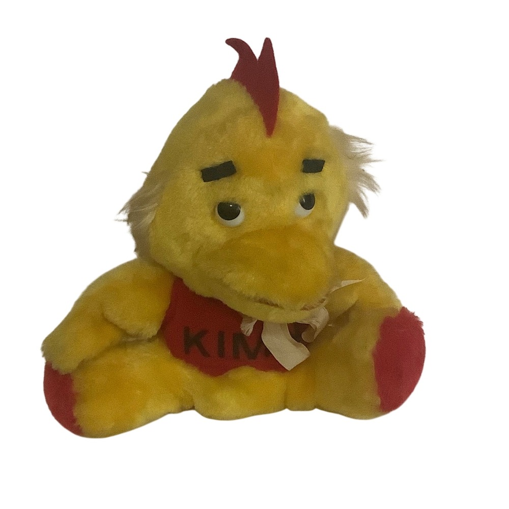 Vintage 1980 Dakin KIMN Radio Chicken Plush Yellow Bird Mascot 7" Nature Babies